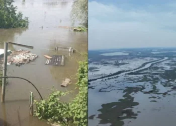 Wielka woda dotarła do okupowanych Oleszek. Ludzie siedzą na dachach