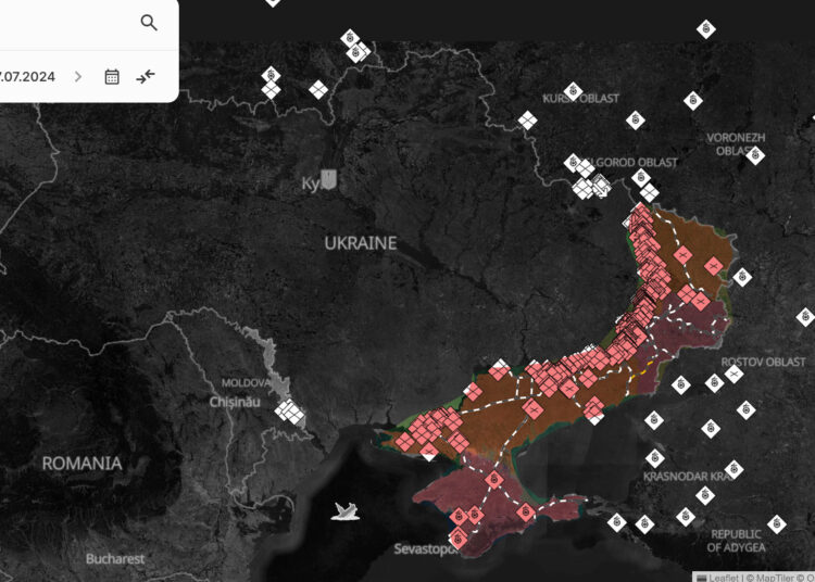 Według stanu na 17 lipca 2024 roku Rosja okupowała ponad 20 proc. terenów Ukrainy. Źródło: Deep State Map